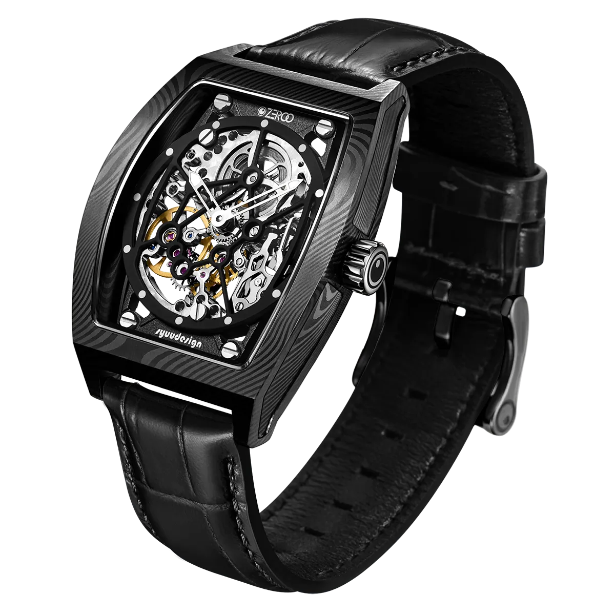 ZEROO M1D Damascus Steel THE AURIGA SKELETON MECHANICALAUTOMATIC WATCH FOR GENTS - ZM001DBBK