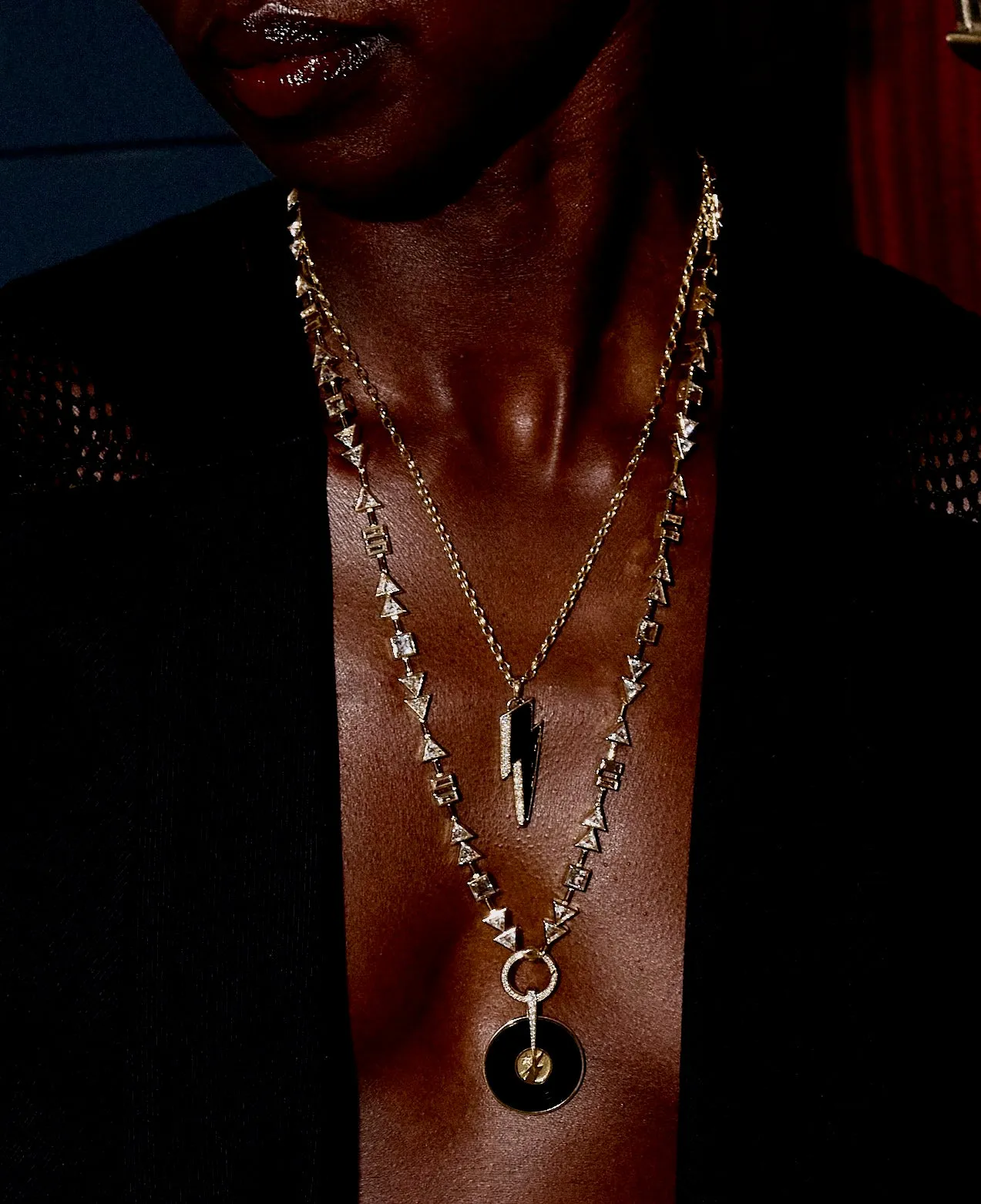 Ziggy Bolt Pendant with Baguettes